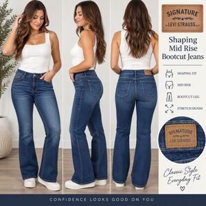 Signature Levi Strauss Jeans Womens 12 W31 Blue Shaping Mid Rise Bootcut Stretch